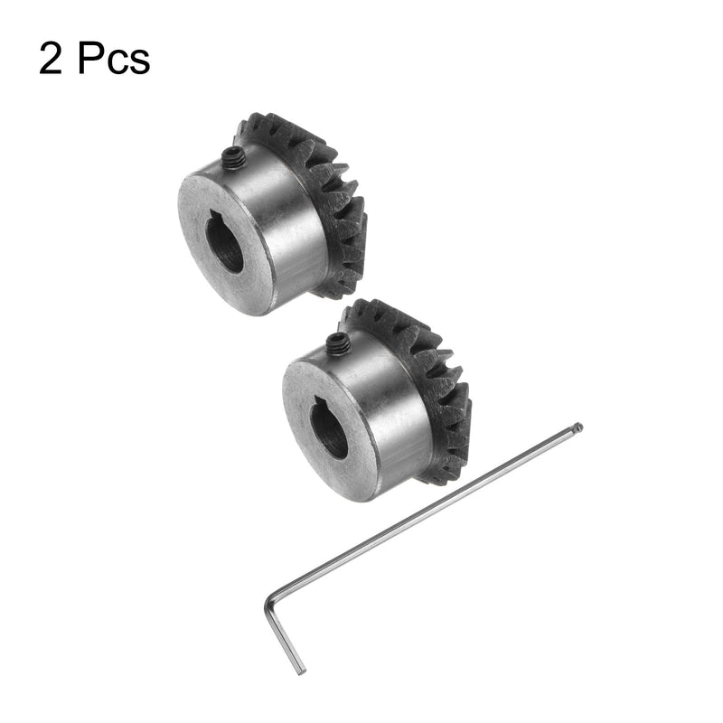 [Australia - AusPower] - 2pcs Bevel Gear 2M 20 Teeth 12mm Shaft Hole 1:1 Tapered Pinion Gear with 4mm Keyway 45# Steel 2 Module 90 Degree Steering Gear with M5 Fixing Hole, for Hardware Mechanical Rotation 12 mm 