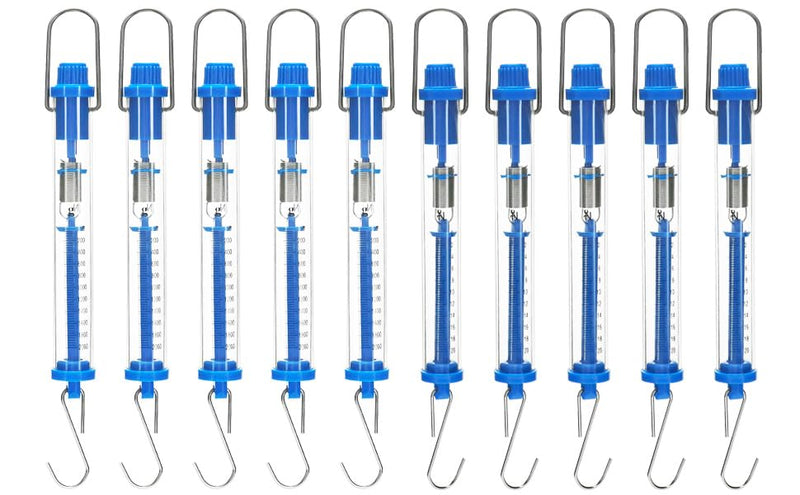 [Australia - AusPower] - QWORK Spring Scale, 10 Pack 20N Transparent Spring Balance Hanging Tube Spring Scale 