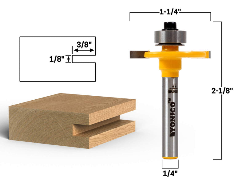[Australia - AusPower] - YONICO Slot Cutter Router Bit 1/8-Inch Height X 3/8-Inch Depth 1/4-Inch Shank 14081q 1/8" Height - 3/8" Depth - 1/4" Shank 