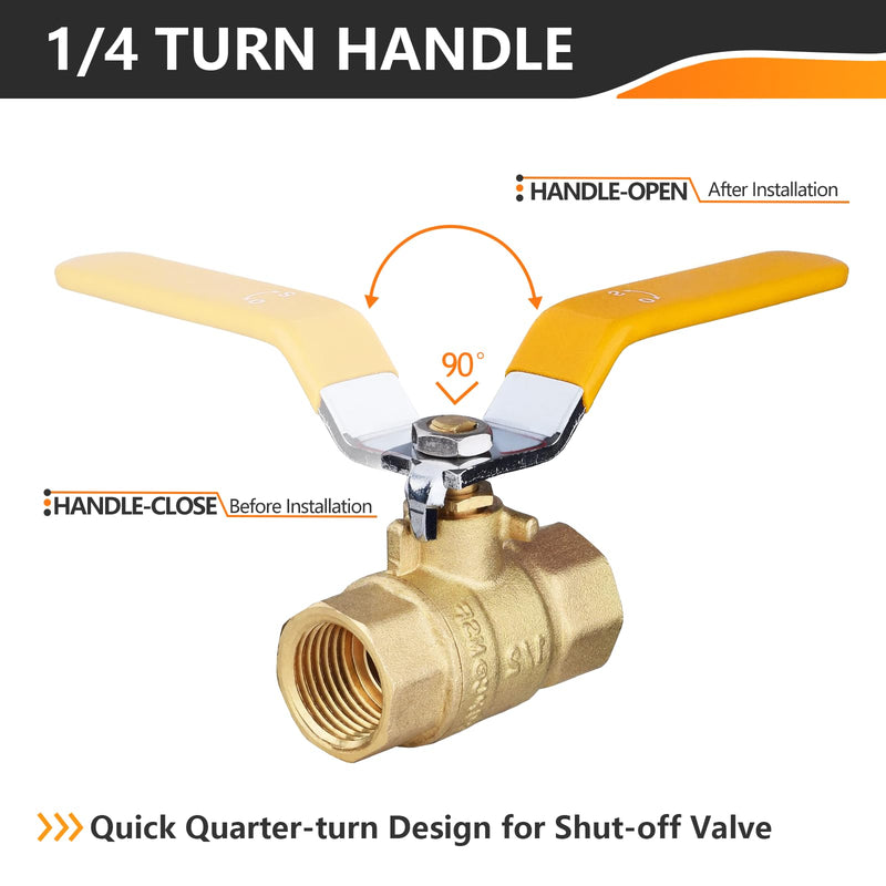 [Australia - AusPower] - 1-Pack 3/4 Inch FIP Threaded Ball Valve, Brass Full Port Shut-off Valve,3/4" Female NPT x 3/4" Female NPT, 600 WOG (Water, Oil and Gas),Yellow 3/4 INCH,1 PACK FIP,YELLOW 