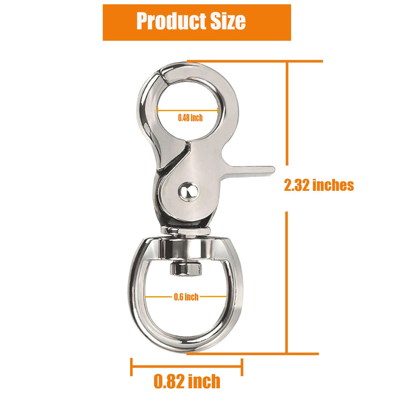 [Australia - AusPower] - 10PCS Trigger Snap Hooks 2.32'' x 0.82'' Heavy Duty Swivel Snap Hooks Metal Clasps Lanyard Clips Durable Trigger Snaps for Bird Cage Key Chains Silver-10PCS 