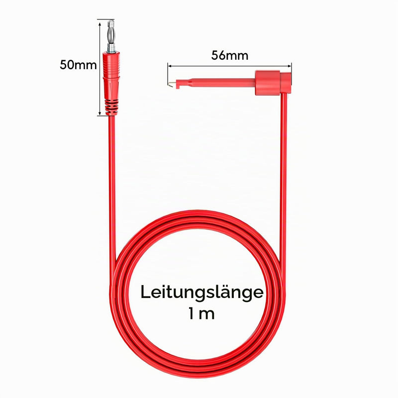 4mm Banana Plug to Test Hook Clips Test Leads, Pack of 4 | Copper soft cable, wires for multimeter, electrical testing, 500V 5A 2 Satz