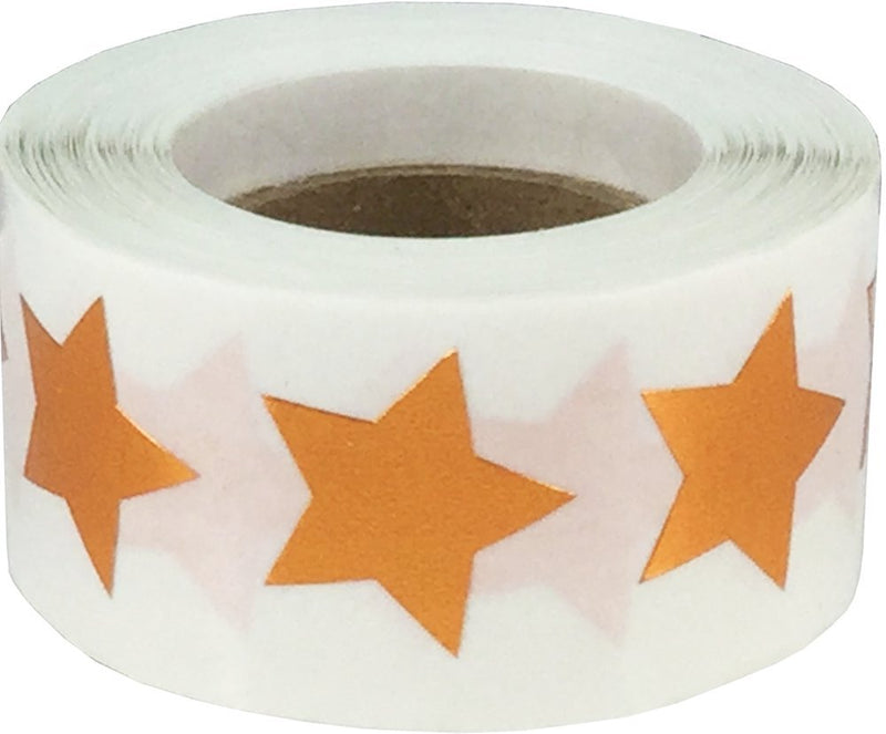 Metallic Bronze Star Shape Stickers – 1 Inch Adhesive Labels, 500 Total Stickers Per Roll Made from Metallic Plastic Material for Rewards, Crafts, Decorations, and Packaging – Made in the USA