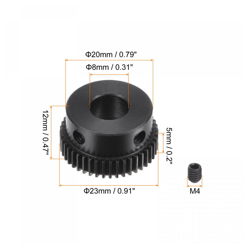 [Australia - AusPower] - uxcell Pinion Gear Set, 45# Carbon Steel Motor Rack Spur Gear with Step Black, 0.5 Mod 44T 8mm Bore 23mm Outer Dia, M4 Set Screws Included 