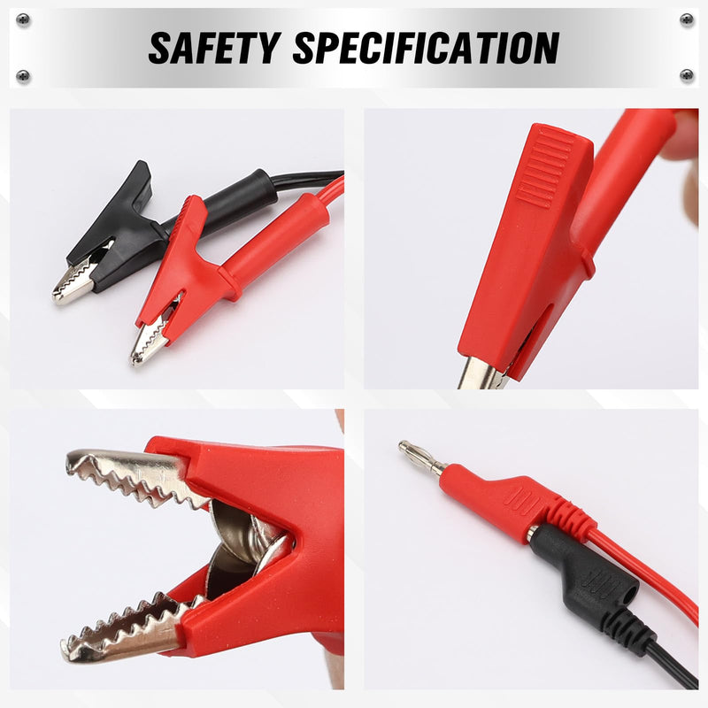 [Australia - AusPower] - SWANLAKE 2-Piece Banana Plug to Alligator Clip Test Leads, 1000V 15A 3.5ft/1M Multimeter Electrical Alligator Clips, Flexible Copper Cable Banana Plug, Electrical Wires with Gator Clips 