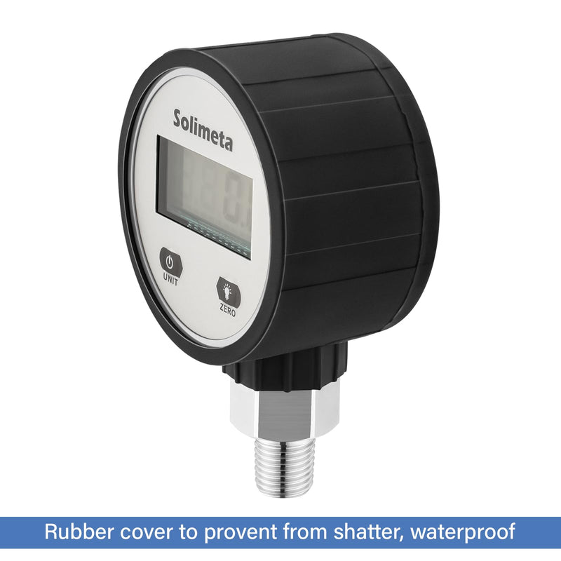 [Australia - AusPower] - Solimeta Digital Vacuum Pressure Gauge, 2-1/2" Dial Size, 1/4" NPT Lower Mount, -15 psi-0 -15 psi -0 