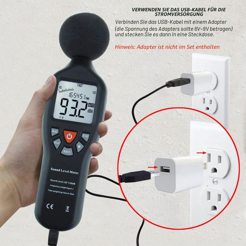 GAIN EXPRESS Decibel Meter, Sound Level Meter, Digital dB Meter with LCD Display, A/C Weighted, Decibel Meter Range 30-130 dB, Data Hold Function Noise Meter With data storage function