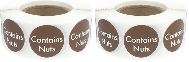 Contains Nuts Labels .75 Inch Round Circle Dots 500 Adhesive Stickers (Pack of 2) 3/4" Circle (Pack of 2)