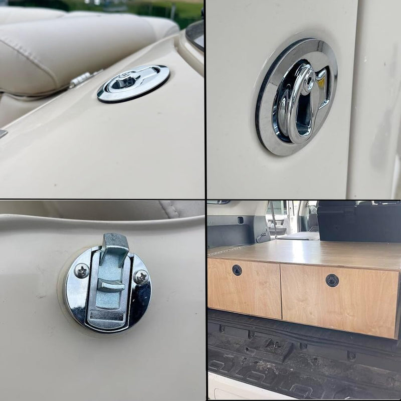 WJSKDQ Boat Latches Flush Pull Slam Latch for Boat Boor Latches Handle Keyed Lock Locking Style Silver/Black 2pcs/4pcs 2