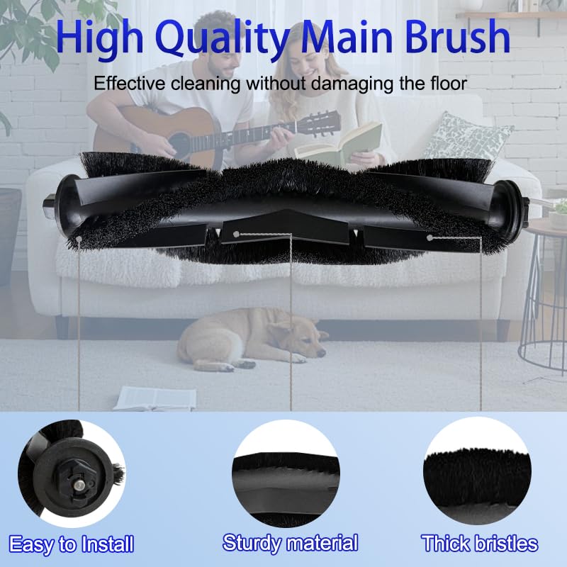 [Australia - AusPower] - Replacement Parts Accessories Compatible with MONSGA MS1 MAX Robot Vacuum Cleaner, Including 1 Main Brush, 4 Hepa Filters, 4 Mop Pads, 4 Edge-Sweeping Brushes, 4 Dust Bag 17Pc accessories 