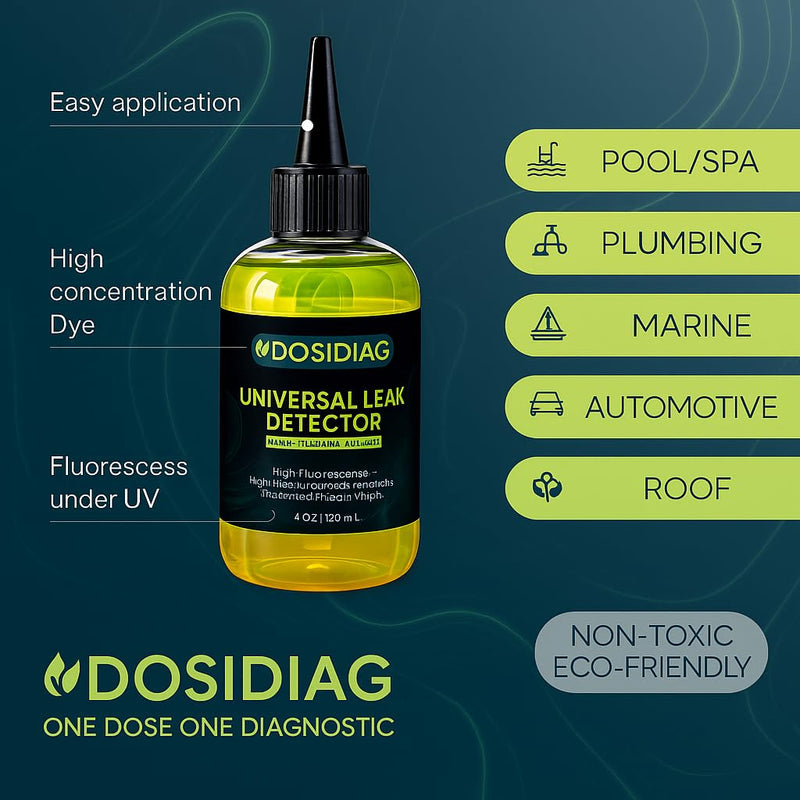 [Australia - AusPower] - Universal Leak Detector – Tracer Dye for Pool, Spa, Plumbing, Roof, Car – High Visibility – Fast Detection - 100% UV Compatible 