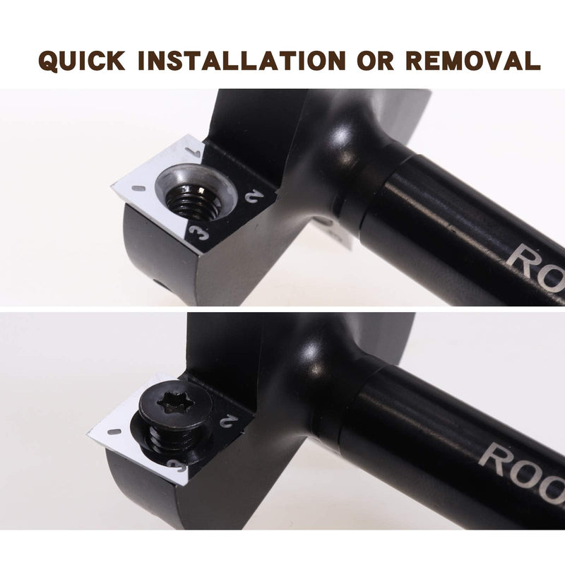 CNC Spoilboard Surfacing Router Bit, 1/2" Shank 2” Cutting Dia Insert Carbide Slab Flattening Grooving T-Slotting Woodworking Milling Cutter Tools By ROOCBIT 1/2" Shank-2" Cut Dia.
