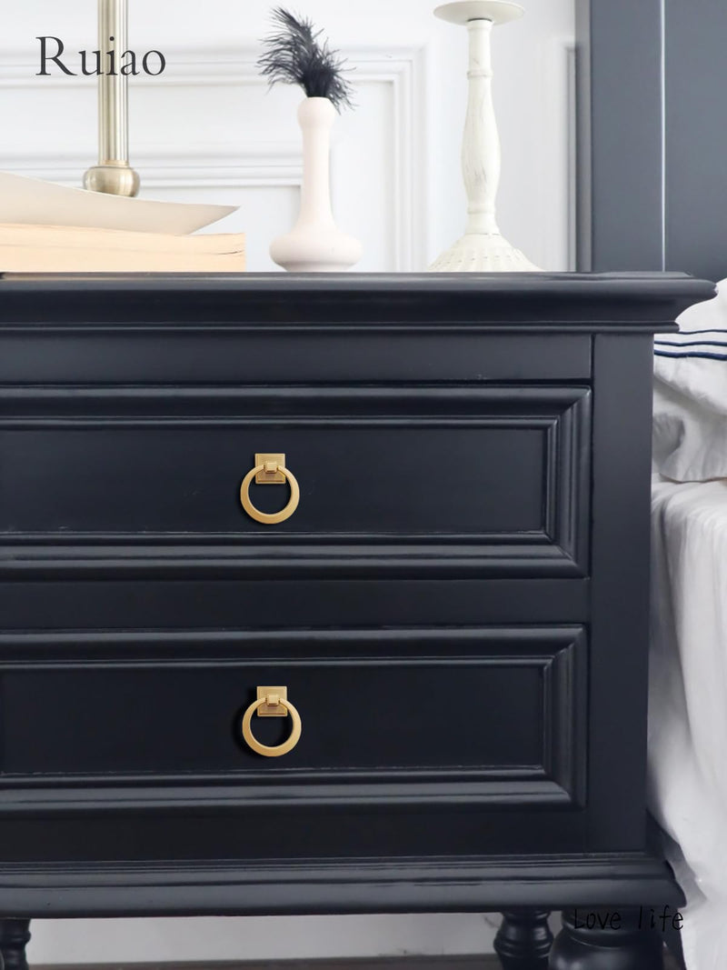 6 Pack 2-1/2 inch Gold Cupboard Knobs Zinc Alloy Vintage Ring Solid Cabinet Pulls for Kitchen, Round Dresser Drawer Knobs with Screws, Gold Dresser Drawer Handles 6