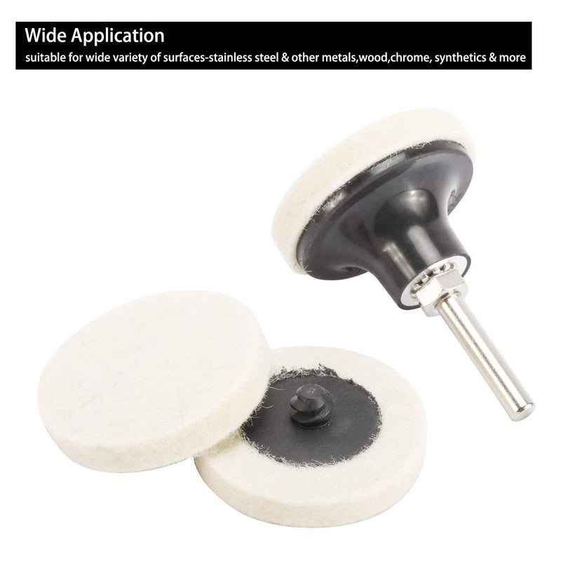 [Australia - AusPower] - 30 Pcs of 2" Commpressed Wool Fabric Qc Disc Polishing Buffing Pads Wheels and 1 Pcs of 2" Disc Pad Holder with 1/4" Shank for Polishing & Buffing Projects 