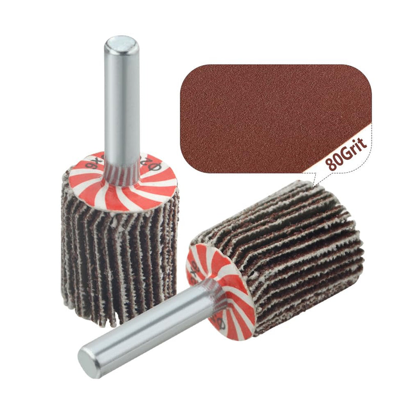 [Australia - AusPower] - 10PCS 3/4"×1" Mounted Flap Wheels with 1/4" Mandrel 80 Grit Flap Sanding Wheels 