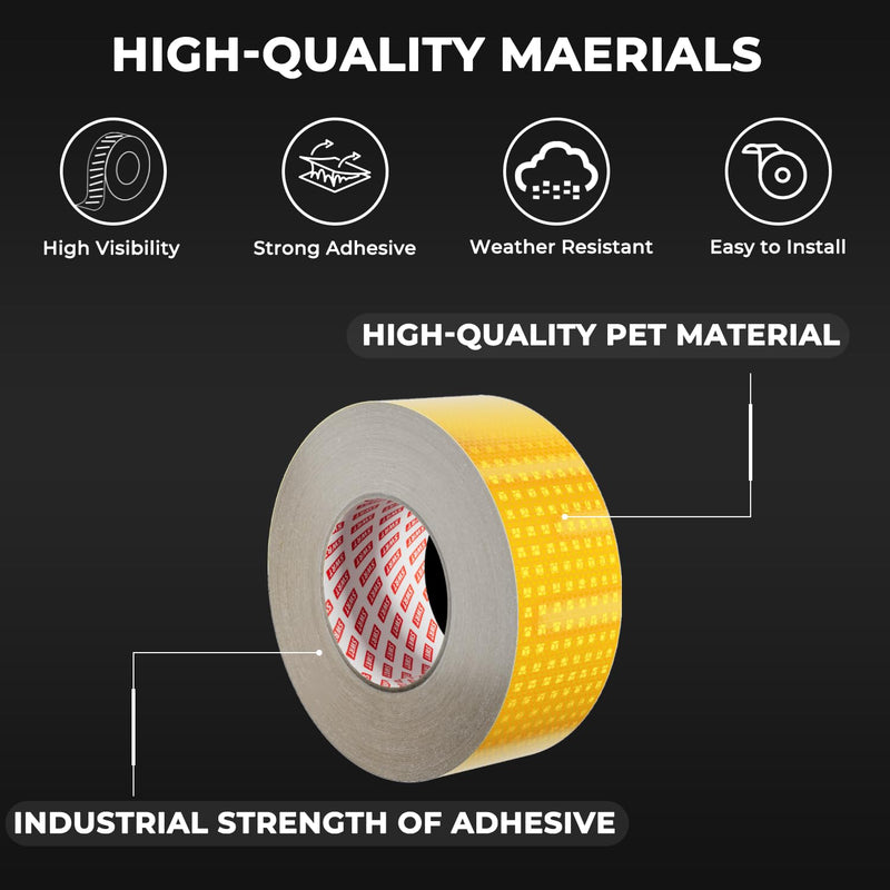 SWRT Reflective Tape 2 Inch x 30 Feet DOT-C2 Shining Star Fade Resistant Yellow Reflective Tape Outdoor Waterproof Strong Adhesive Safety Warning Tape Reflector Conspicuity Tape for Trailer Truck Bike 2IN x 30FT