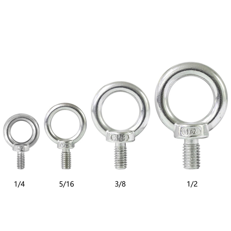 [Australia - AusPower] - 1/4" UNC Lifting Shoulder Eye Bolts, Marine Grade 316 Stainless Steel Threaded Nut Fastener, 4 Packs 1/4"-20X1/2" 
