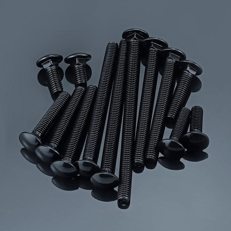 [Australia - AusPower] - 5/16-18 x 1" Black Carriage Bolts with Nuts and Washers Kits (10 Sets), 304 Stainless Steel 18/8, Black Finish, Round Head, Square Neck, Heavy Duty Bolts, Indoor Outdoor Fastening Bolts, Fayeploo 5/16-18 x 1" 