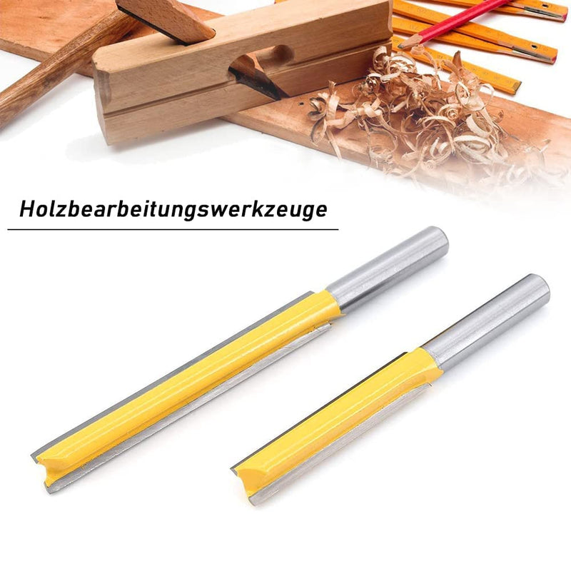 [Australia - AusPower] - Mesee 2 Pieces 8 mm Shank Straight Router Bit, Milling Cutter Groove Cutter Wood Cutter Bit Set, Straight Cutter Cutting Blade, Extra Long Straight Cutter Wood Engraving Tool Wood Cutting Blade 