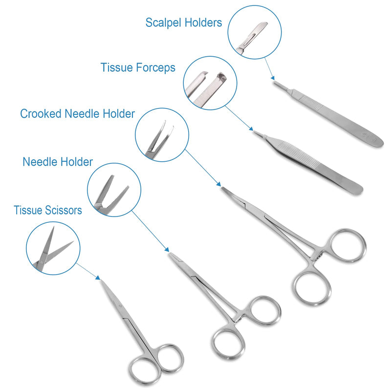 [Australia - AusPower] - Suture Practice Kit for Medical Students, Silicone Pad Surgery Wounds Closure Suturing, Supplies for Vet Nursing Students Surgical Stitches Kits Only for Training. 5 packs of sutures 