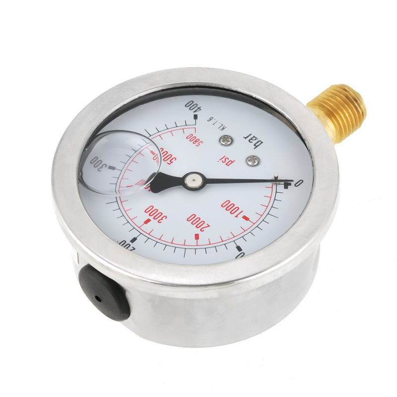 [Australia - AusPower] - Hydraulic Pressure Gauge, 0-400Bar / 0-5800PSI G1/4 63mm Plumbing Industrial Manometer Dial Pressure Gauge Meter for Water Oil Fuel 