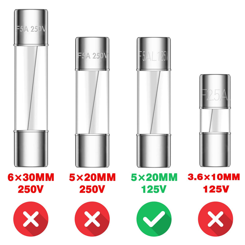 [Australia - AusPower] - 20pcs 5A 125V Christmas Light Fuses 5 Amp 125 Volt Max Glass Fuses Replacement for Outdoor C9 String Xmas Lights (5x20MM / 0.2x0.79Inch) 