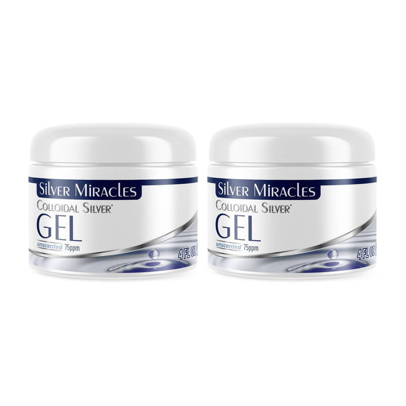 [Australia - AusPower] - Silver Miracles Colloidal Silver Gel - Nano Silver Gel Wound Care - Healing Ointment for Burns & Irritated Skin - 4 Oz Unscented - Two Pack Unflavored 4 Fl Oz (Pack of 2) 