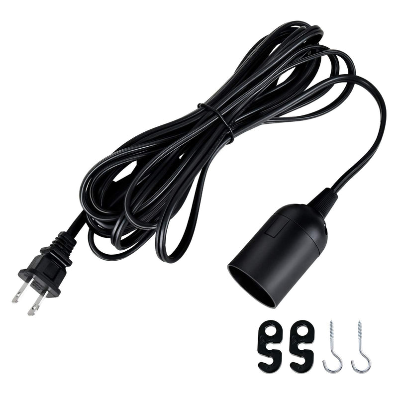 [Australia - AusPower] - Simple Deluxe 20 Feet Extension Hanging Lantern Pendant Light Cord with E26 Socket, Featuring an On/Off Switch(Bulb Not Included) Black/1 Pack 