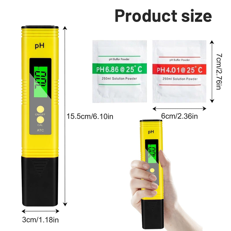 [Australia - AusPower] - PH Meter Digital, PH Accuracy Water Quality Tester, 0.01 Resolution, 0-14 Measuring Range with Auto Calibration, Digital pH Value, PH Tester for Checking Drinking Water, Aquarium, Pools, Swimming Gelb 