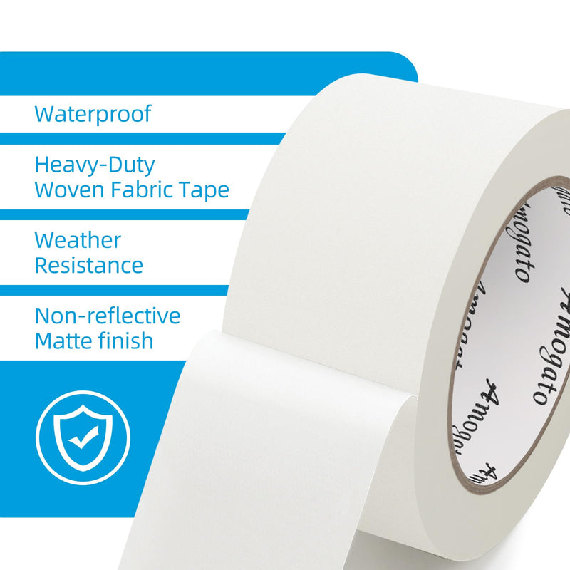 White Gaffer Tape 2 Inch x 27 Yard,Gaffers Tape White,Adhesive Tape,No Residue Waterproof,Multipurpose,Easy to Tear,Great for Concerts, Weddings or More