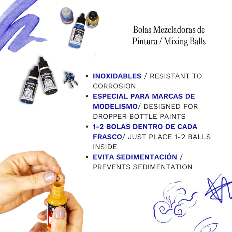 [Australia - AusPower] - Hartem - Paint Mixing Balls | Stainless Steel Precision Balls for Mixing Model Paints| 5.5 mm (0.22 inch) Small Ball Bearings 250 pcs - Prevents Sedimentation, Nail Polish, Decanter Cleaning Beads 