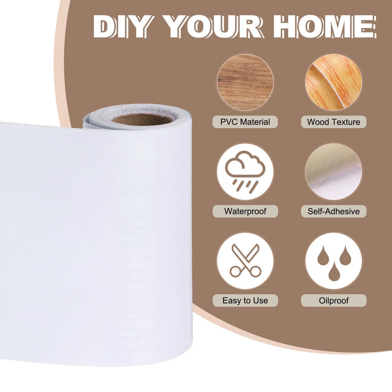 uxcell Wood Grain Tape, 4.72" x 33Ft Self-Adhesive Wooden Grain Repair Tape Simulated Repair Patch for Wall Corner Table Door Baseboards Floor Sofa Furniture (White Wood Grain) White Wood Grain 4.72"x33Ft