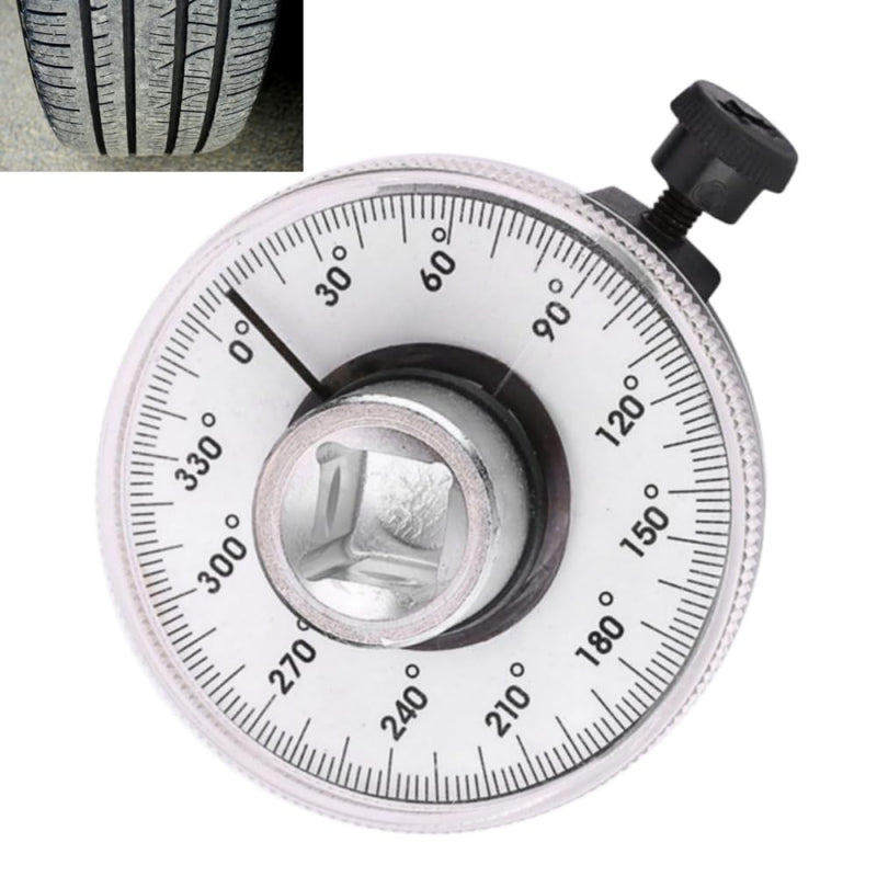 [Australia - AusPower] - BYOBYO 1/2 Inch Drive Torque Angle Gauge, Silver 360 Degree Adjustable Car Gauge Tool Drive Angle Torsion Wrench Measure for Chassis Components 