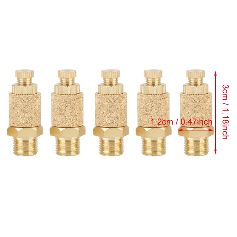 [Australia - AusPower] - Brass Pneumatic Silencer, Pack of 5 Brass Pneumatic Silencer Air Flow Control 1/8 BSP Valve for Cylinder, Air Cylinder, Solenoid Valves 
