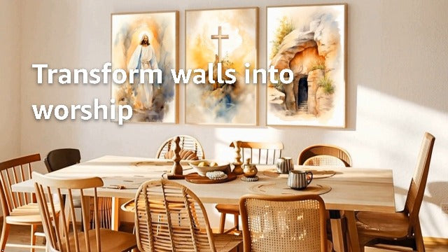 3Pcs Jesus Canvas Wall Art Bible Stories Wall Decor God Resurrection Ascension Painting Pictures Empty Tomb Cross Poster Prints for Bedroom Prayer Room Church Easter Home Decoration 16X24 16x24in