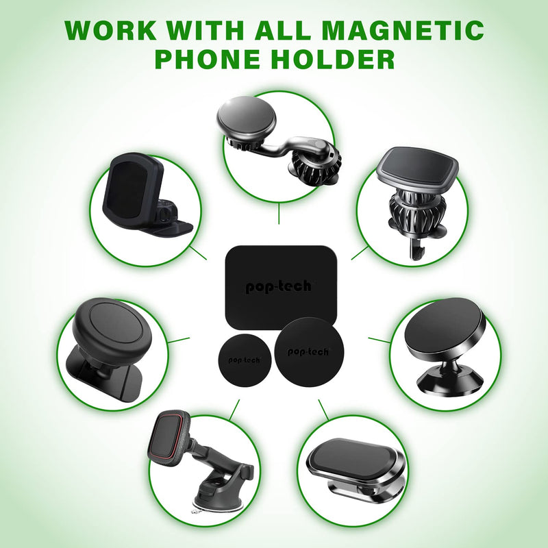 [Australia - AusPower] - Metal Plate for Phone Magnet, 10 Pack Replacement Magnet Disc Magic Mount Plate with Adhesive Backing for Magnetic Car Holder Cradle Stand (Dashboard/Vent/CD Slot/Windshield)- Rectangle & Round Black 