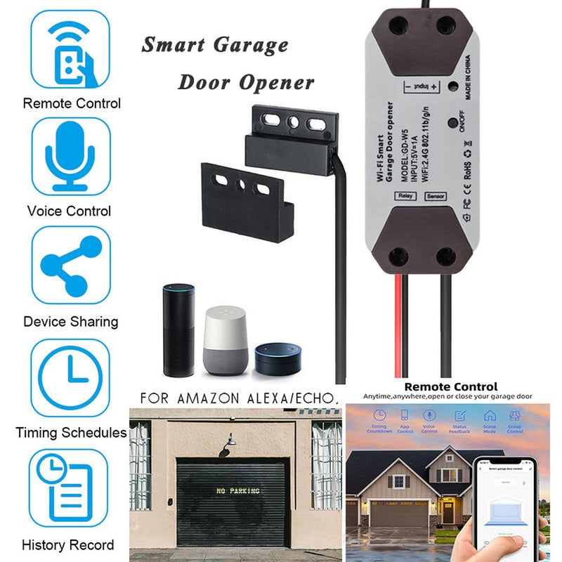 EVERSECU Tuya Smart WiFi Switch Garage Door Opener Controller Compatible with Alexa Echo Google Home SmartLife/Tuya APP Control No Hub Required