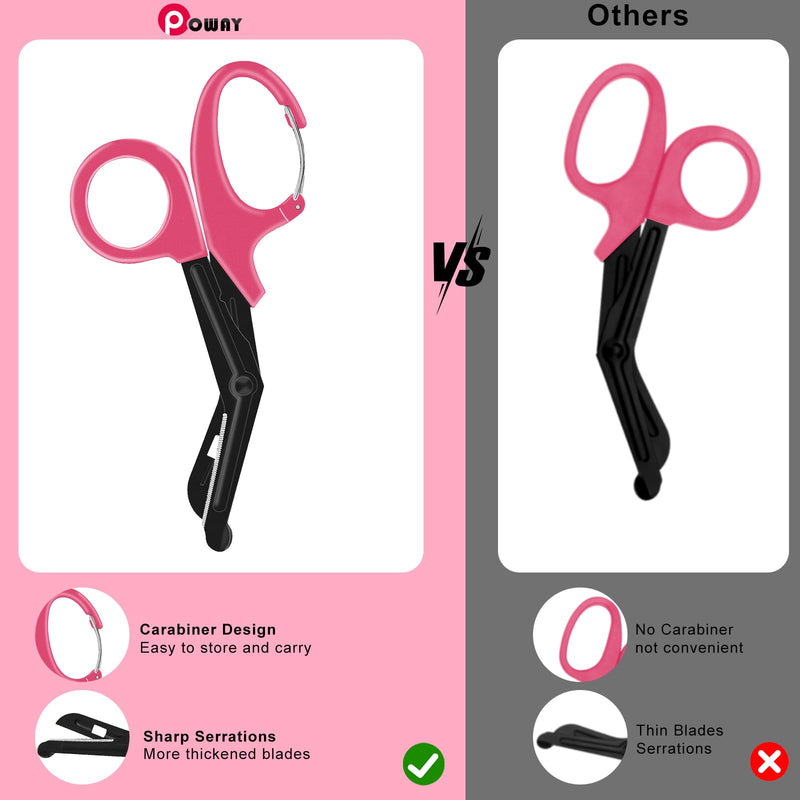 [Australia - AusPower] - 2 Pack Trauma Shears for Nurses Bandage Scissors 7.5" Medical Scissors with Carabiner Fluoride Coated Non-Stick Blades Patented Stainless Steel Medical Shears for Doctors Nursing Students (Pink) 