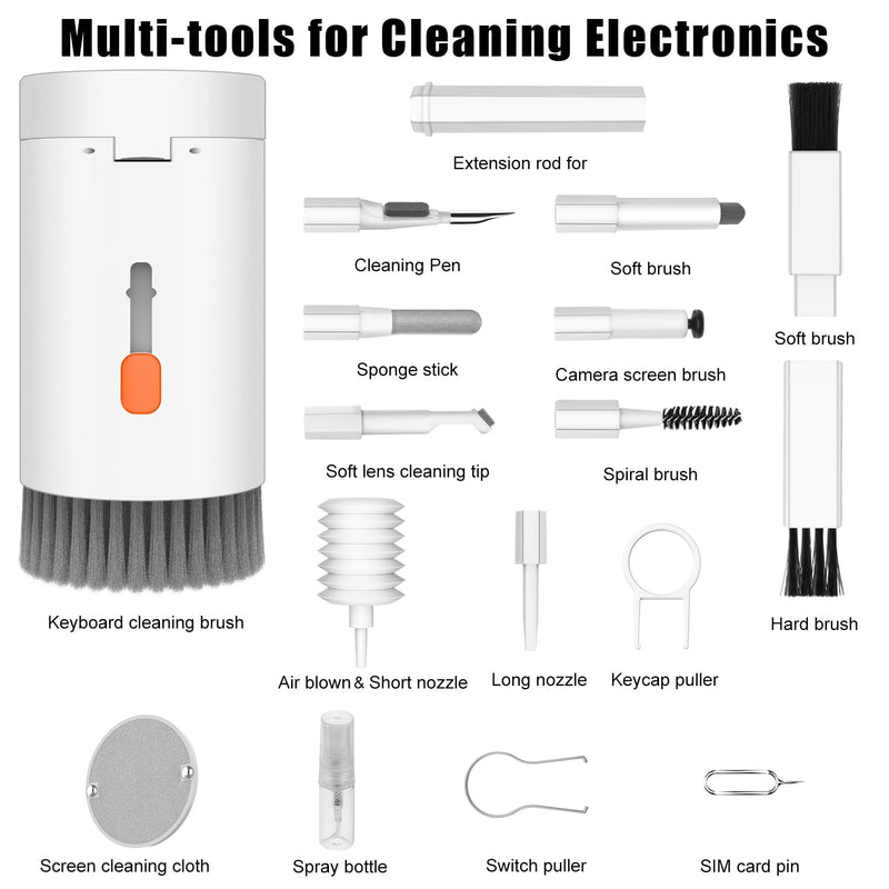 [Australia - AusPower] - 20 in 1 Multifunctional Cleaner Kit for Electronic Devices, Keyboard Cleaning Brush, Headphones Cleaner Kit for AirPods, Multi-Tool for Cleaning Laptop, Keyboard, Earbuds, Camera, Cellphones 