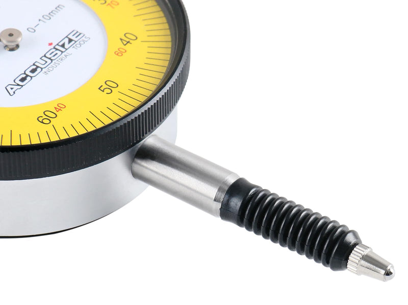 [Australia - AusPower] - Accusize Industrial Tools 0-1mm x 0.01mm Plain Back IP54 Shockproof Metric Dial Indicator Premium Grade, P900-S002 