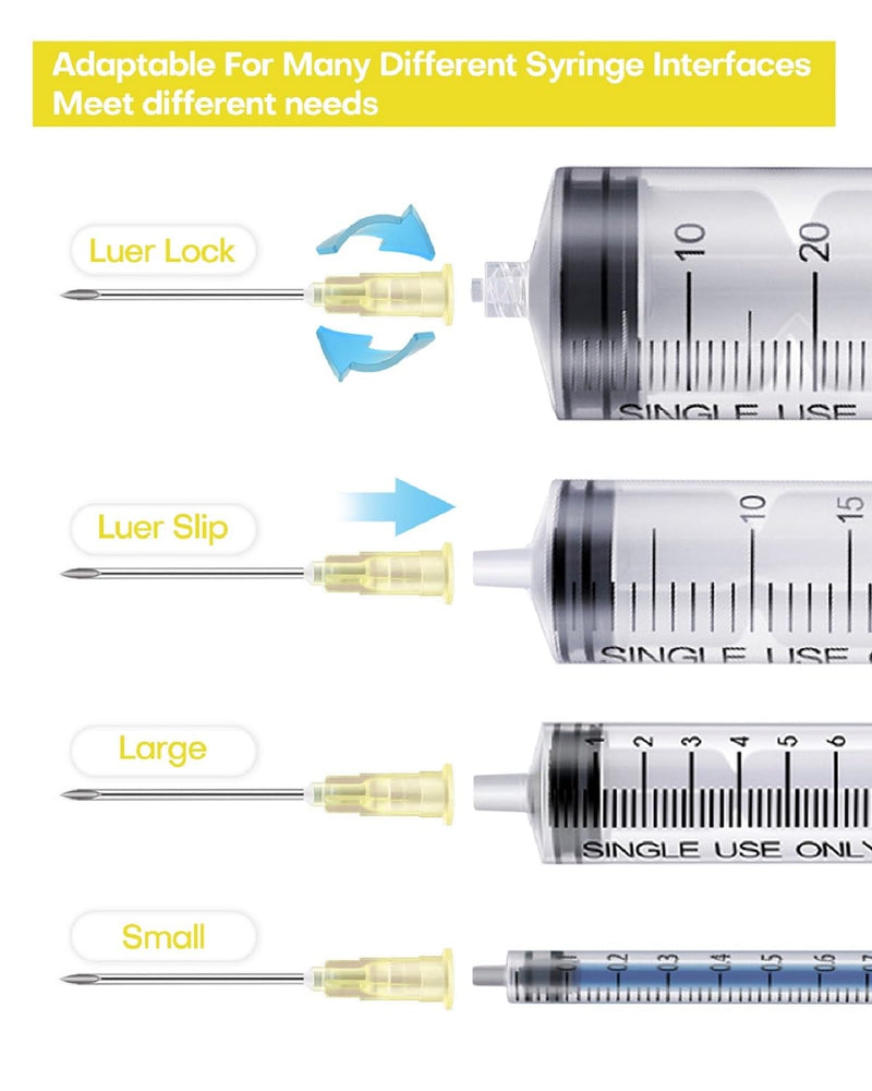 [Australia - AusPower] - 100Pcs 20G 1 Inch (25MM) Needle Luer Lock Industrial Accessories, Lab Tools for Measuring Refilling Liquid, Plant, Inks Individual Package 20G-1 Inch 