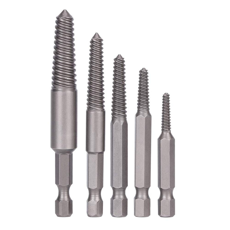 [Australia - AusPower] - 5Pcs Screw Extractor Broken Screw Remover Set Stripped Screw Extractor Kit Hex Shank Fine Teeth Damaged Bolts Removal Tool for Stainless Steel 8.8-12.9 Grade Bolts 