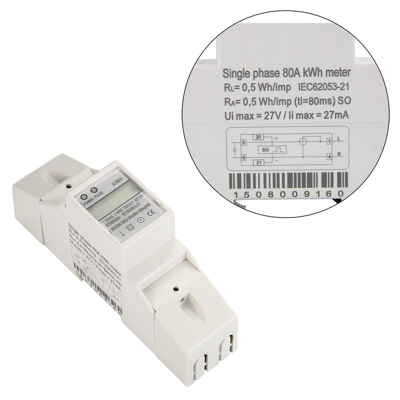 [Australia - AusPower] - BAYM® 5(80) A 120V 60HZ Single Phase Din Rail KWH Watt Hour Din-Rail Energy Meter LCD KWH 80A 