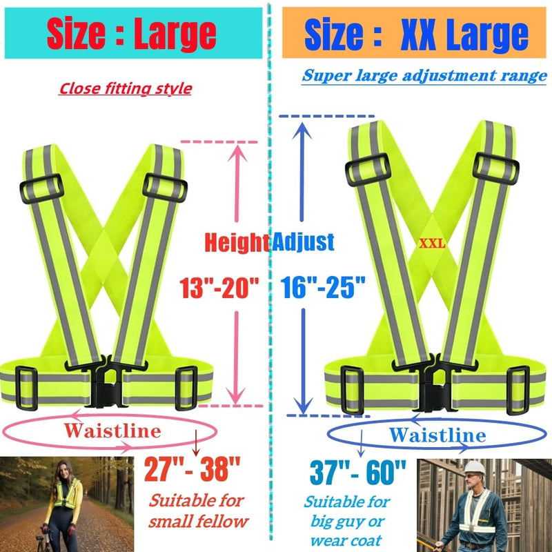 High Visibility straps |Safety Vest |Adjustable & Elastic | Reflective Running Gear for Jogging,Walking,Cycling,Construction Workers,Motorcycle,Men,Women (1, XXL-YELLOW) XX-Large