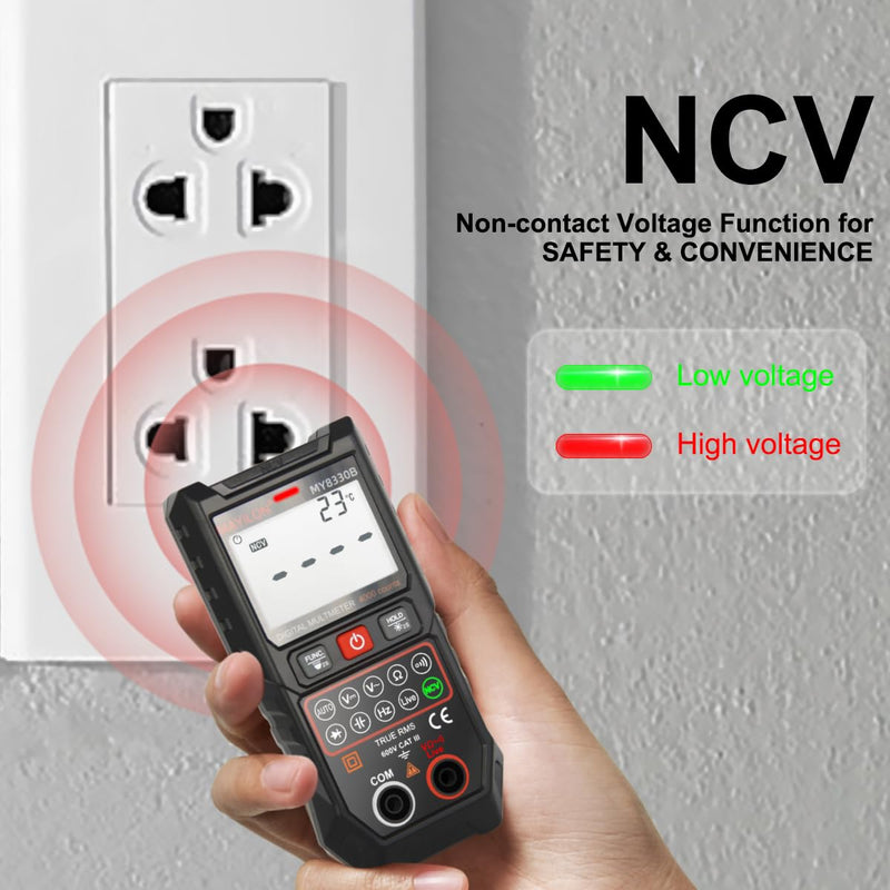[Australia - AusPower] - Multimeter TRMS 4000 Counts Digital Multimeter DC AC Voltage Tester Auto-Ranging Voltmeter with NCV Live Wire Resistance Frequency Capacitance Continuity Diode Temp for Auto/Home/Electrical MY8330B MY8300B 