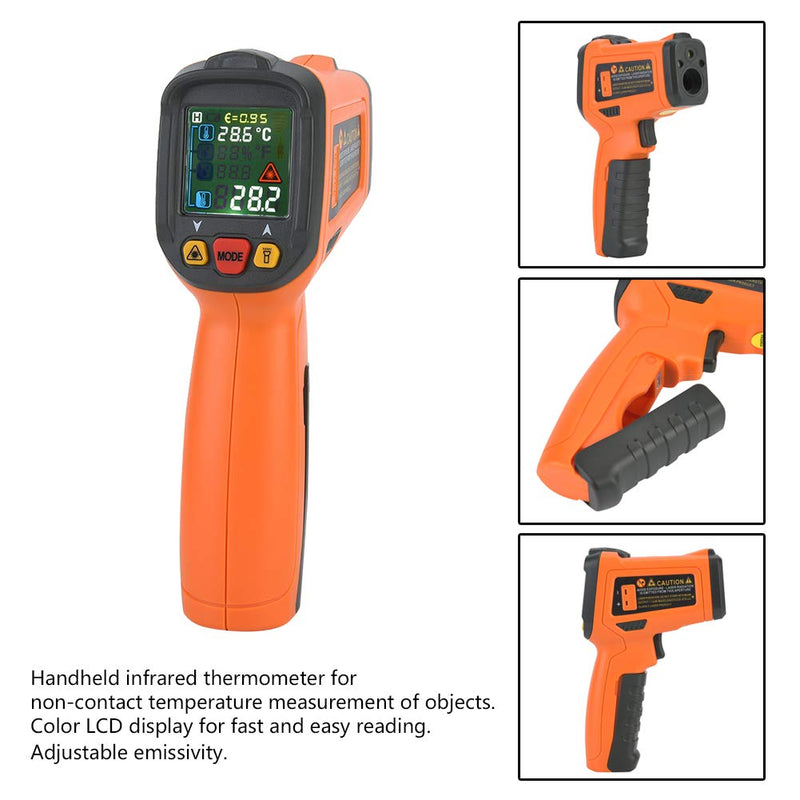 [Australia - AusPower] - Infrared Thermometer Gun, Touchless Thermometer PM6530D High Precision NO Contact Digital Laser Thermometer Gun -50C~800℃/ -58~1472 ℉ (1PC) for Cooking, Oven and Meat orange+black 