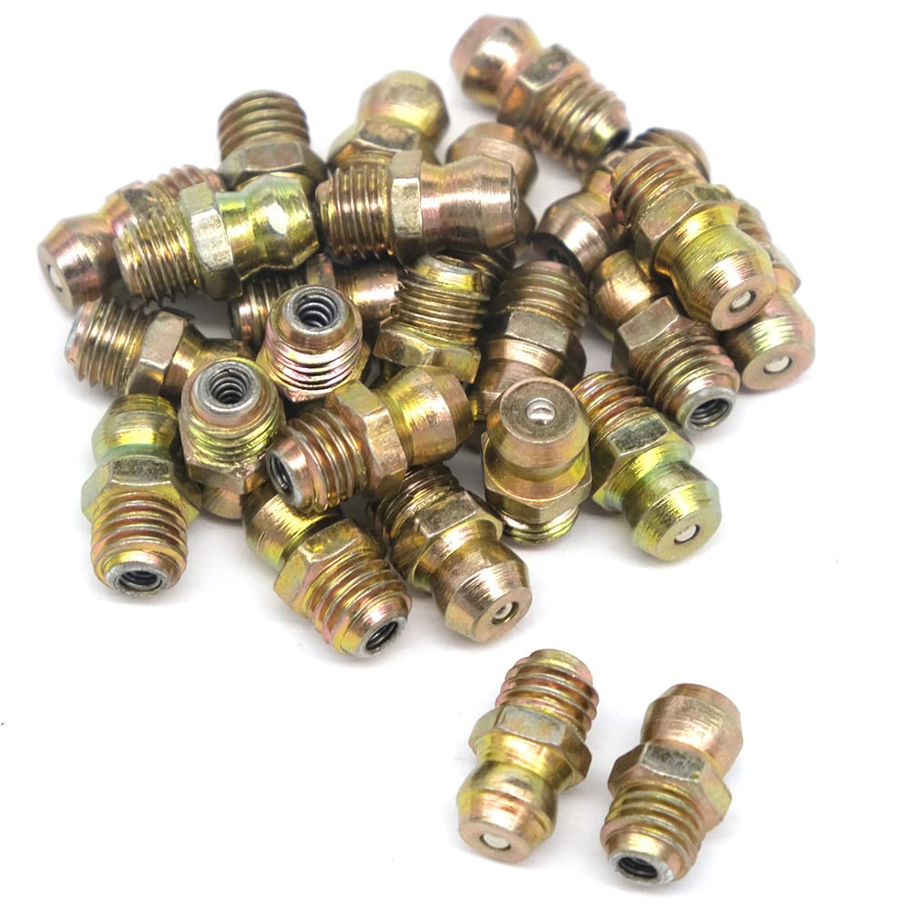 25 Pcs/Set 1/4-28 SAE-LT Copper Taper Thread Grease Zerk Nipple Fitting (Straight) Straight