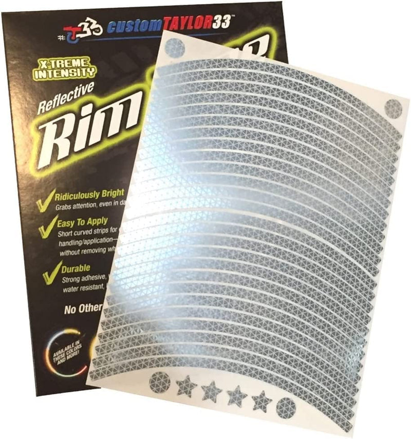 customTAYLOR33 White/Silver/Chrome High Intensity Grade Reflective Copyrighted Safety Rim Tapes - (Must Select Your Rim Size) (14" (TIRE Size, for Small Bicycles/eBikes)) 14" (TIRE Size, FOR Small Bicycles/eBikes)