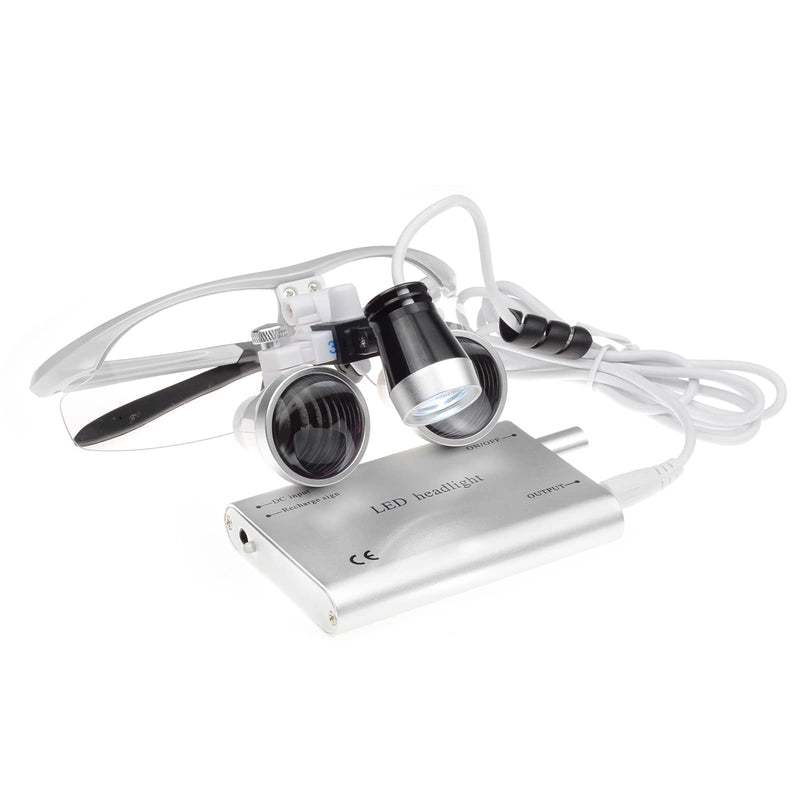 Bestlife 3.5x420mm Dental Medical Binocular Loupes with Head Light Lamp (Silver)