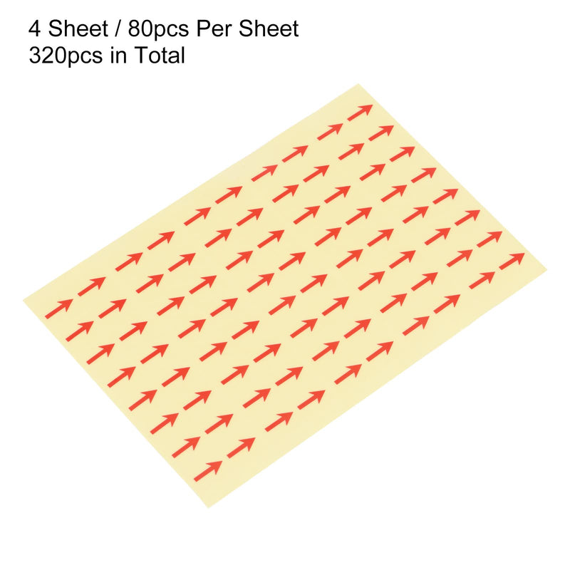 PATIKIL Small Arrow Stickers 0.5x0.4, 4 Sheet PET Self Adhesive Product Inspection Defects Indicator Industrial Work, Red